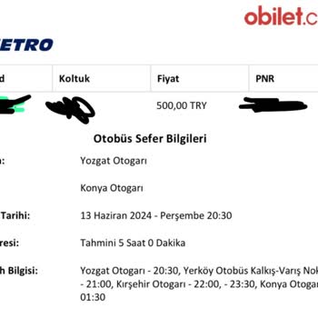 Obilet'ten Almış Olduğumuz Metro Turizminden Yaşadığımız Mağduriyet
