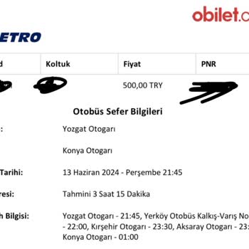 Obilet'ten Almış Olduğumuz Metro Turizminden Yaşadığımız Mağduriyet