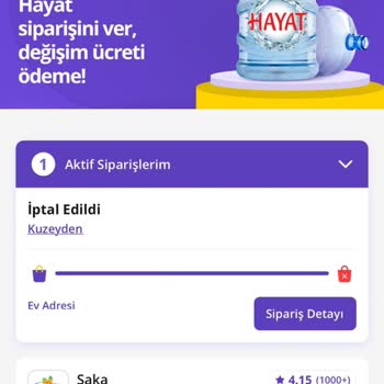 Getir Kuzeyden Su 4 Saatte Siparişin Teslim Edilememesi
