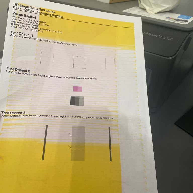 HP Smart Tank 500 Sarı Renk Basmıyor