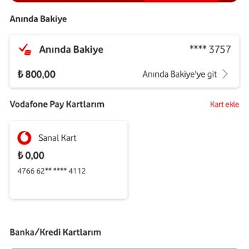 Vodafone Anında Bakiye Pay Karta Aktarma Sorunu