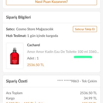 Cosmo Store Orijinalliği Şüpheli Parfüm Gönderimi