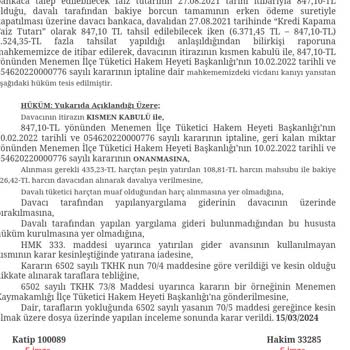 Ziraat Bankası Kredinin Erken Ödemeden Faizin İadesine Mahkeme Kararına Uyulmaması