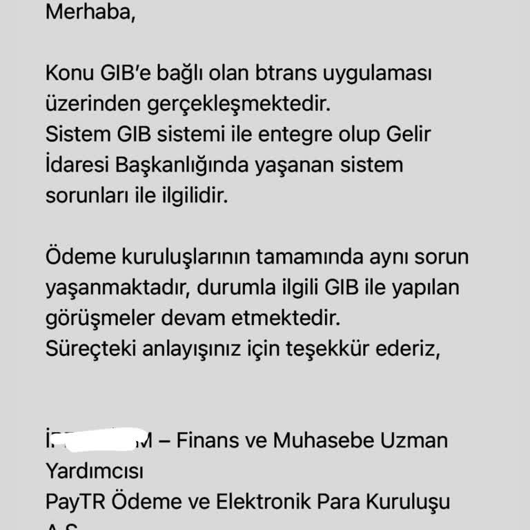 Paytr GİB'e 3 Aydır Yanlış Veriler Gönderiyor