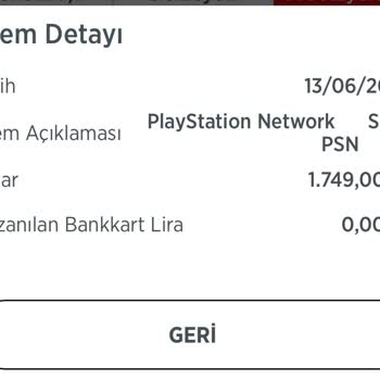 PlayStation Bilgim Dışında Hesabımdan 1749 TL Para Çekti.