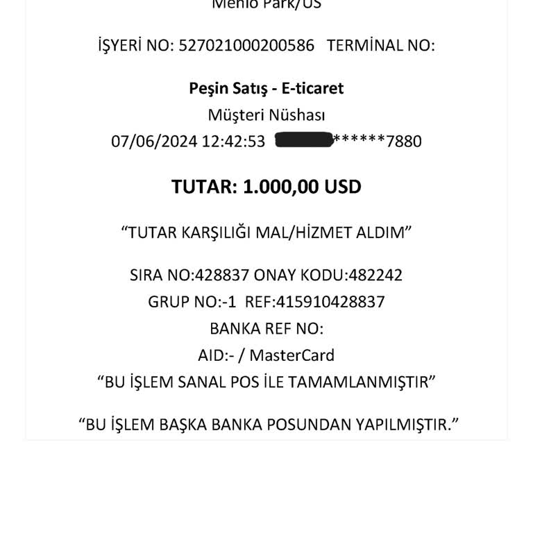 Meta Pay Yapı Kredi Bankası Word Kartımdan Şüpheli Harcama