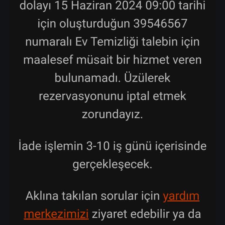 Armut Habersiz Temizlik İptali