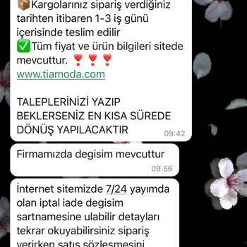 Tiamoda.com Tiamoda İade Kabul Etmiyor