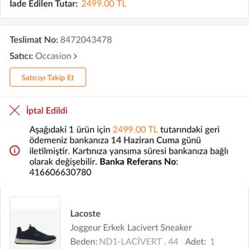 Occasion Sipariş İptali Ve Fiyat Güncellemesi