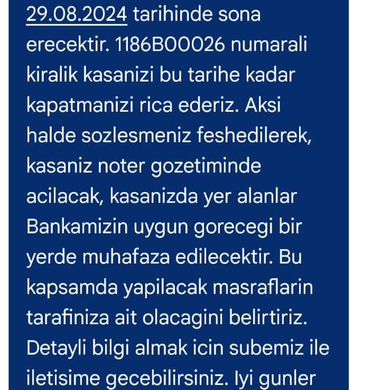 YKB Kiralık Kasamızı Boşaltmaya Zorluyor.