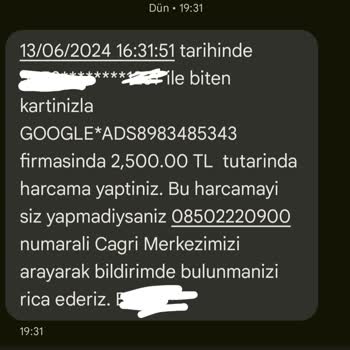 QNB Kredi Kartımdan (Google Ads Firması) İzinsiz Para Çekti