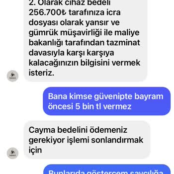 Karaca Teknomarket (Instagram) Instagram Üzerinden Gelen Şüpheli Mesaj Ve Para Talebi