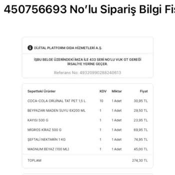 Migros Hemen Siparişimin Çürük Gelmesi, Dönüş Almamak