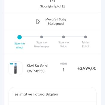 A101 Parası Ödenip Adrese Teslim Edilmesi Gereken Kiwi Su Sebilinin İptali