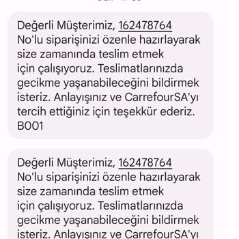 Carrefour SA Online, Teslimat Zamanında Teslim Edilmeyen Sipariş.