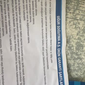 Uğur Soğutma Aldatıcı Garanti Şartları Değişim Sorunu! (dikkat)