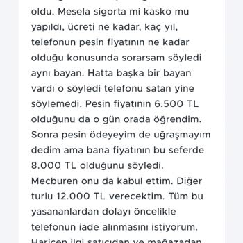 Turkcell Cep Telefonu İadesi