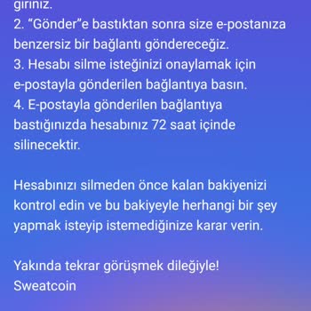 Sweatcoin Silmek İstiyorum Ama Silmeme Onay Verilmiyor
