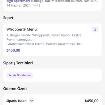 Burger King Eksik Hamburger Gönderimi