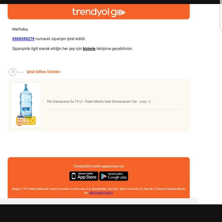 Trendyolgo Damacana Erikli Su Saatlerce Bekledim Gelmedi