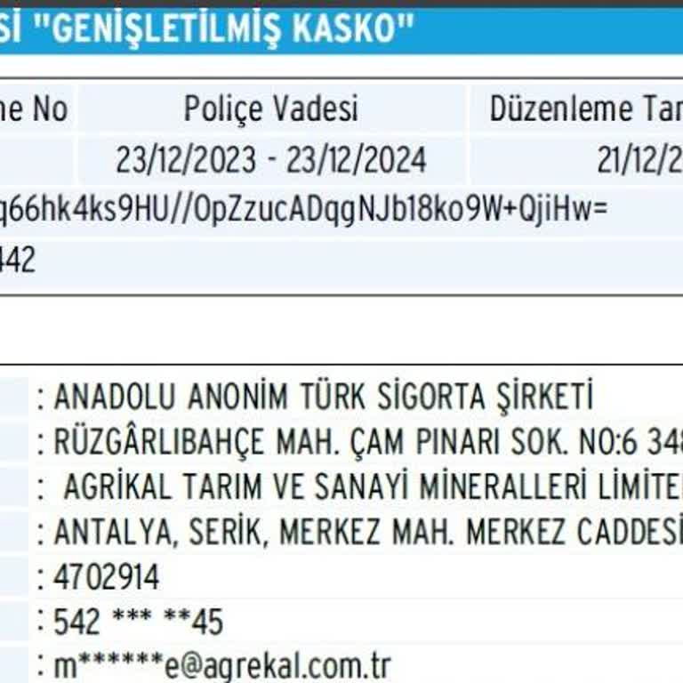 Anadolu Sigorta Ve Anlaşmalı Servisi Kosifler