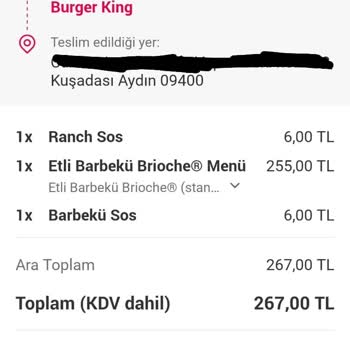 Burger King Yanlış Siparişe Para İadesi Yapılmıyor