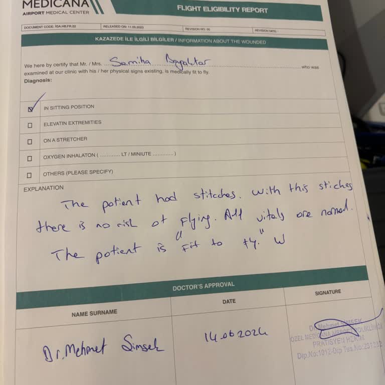 THY Parmağımdaki 5gün Önce Atılmış Dikiş İçin Uçabilir Rapor İstedi