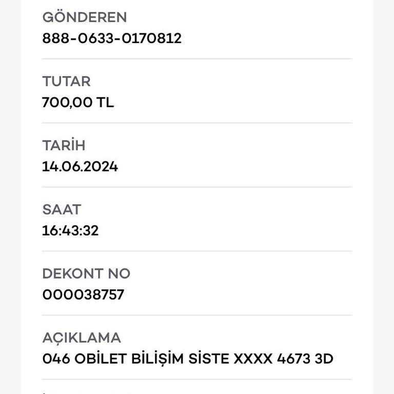 Obilet Paramı Çektiler Bilet Gelmedi