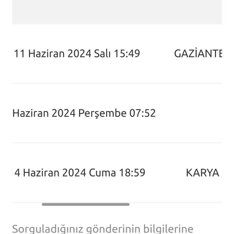 Yurtiçi Kargo Sisteme Girilen Bilgi