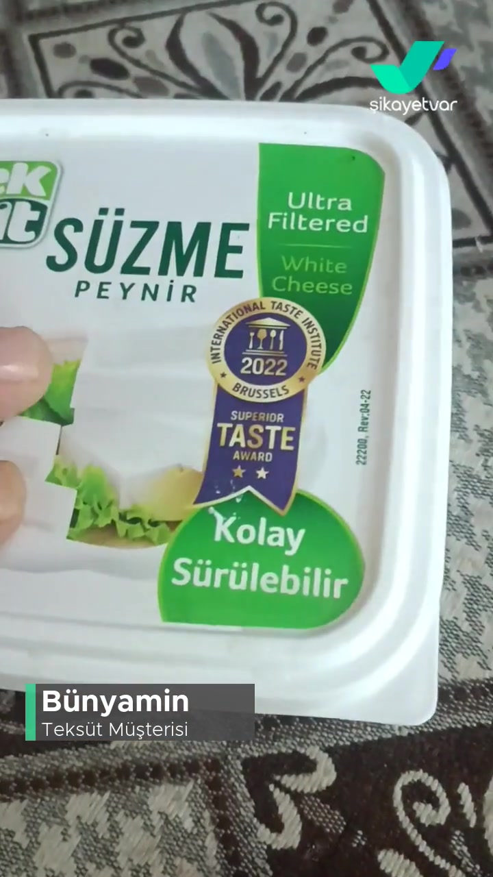 Teksüt Süzme Peynir İçinde Yabancı Cisim Tadı Acı! videonun kapak resmi