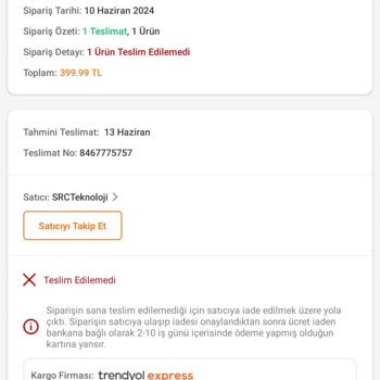Trendyol Kuryesinin Siparişimi Adresime Getirmemesi