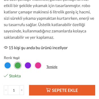 Robo Türkiye Katlanabilir Çamaşır Makinesi