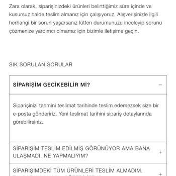 Zara Teslimat Sorunu, Zamanında Teslim Edilemedi