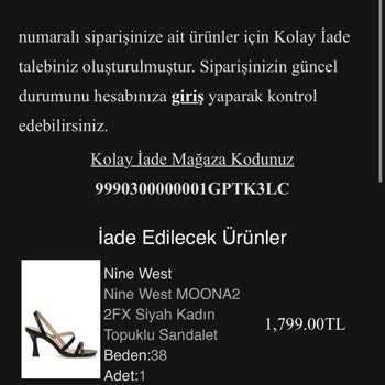 Nine West Personel Tavrı Ve İade Problemi