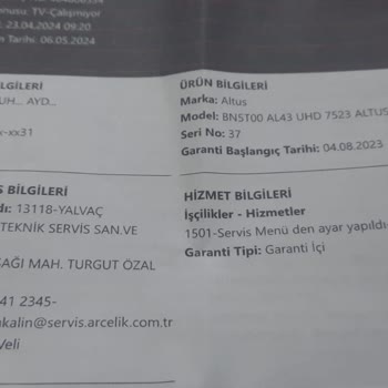 Altus Marka Televizyonum Tamir Edilemiyor