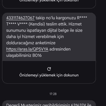 Aras Kargo, Kargomu Teslim Etmedi. Fakat Teslim Alındı Gösteriyor.