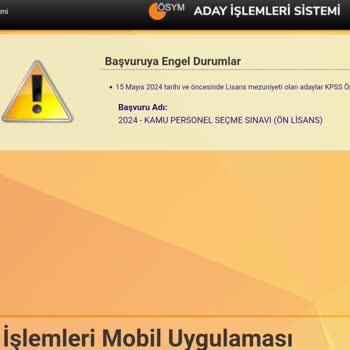 ÖSYM KPSS Ön Lisans Diplomam Varken Sistem İzin Vermiyor