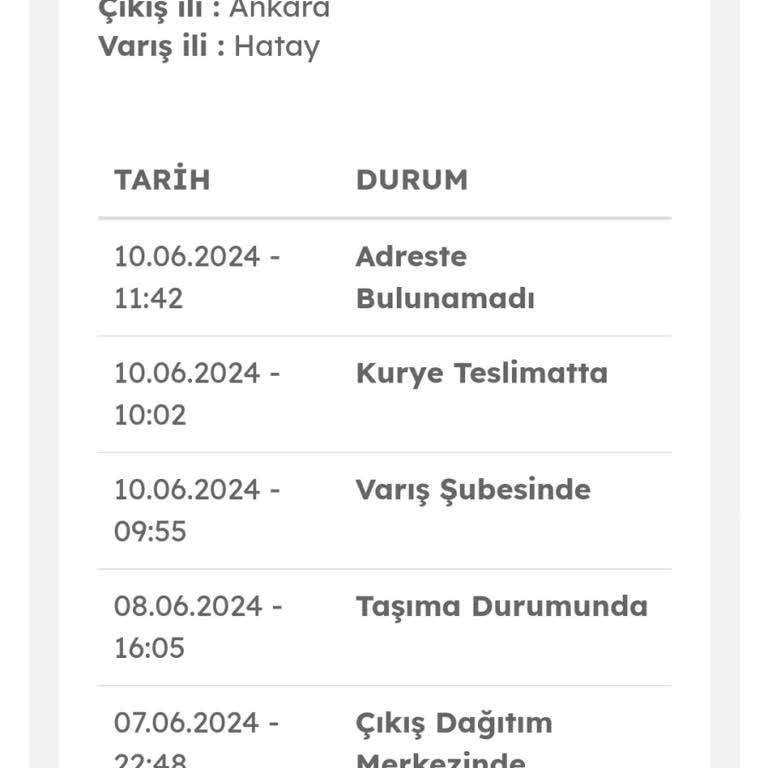 Sandalie Teslim Edilmeyen Kargo