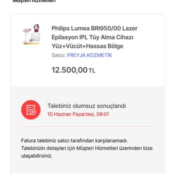 Hepsiburada Fatura Talebim Reddediliyor Geri Dönüş Sağlanmıyor