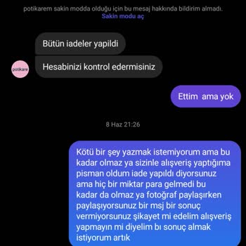 Potikare Bayram Siparişi İadesinde Yaşanan Sorun