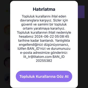 Litmatch Ban Yedim Kaldırılmasını Talep Ediyorum