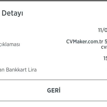 Cvmaker.com.tr Hesabımdan 155.33 TL Kesinti Yapılmıştır.
