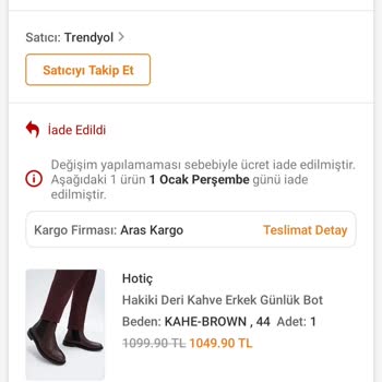 Trendyol İademin Ücretini Vermiyor