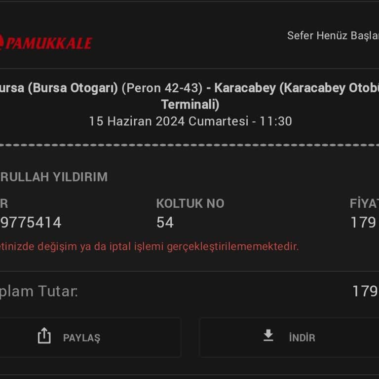 Obilet Ve Pamukkale Bilet İptal Sorunu