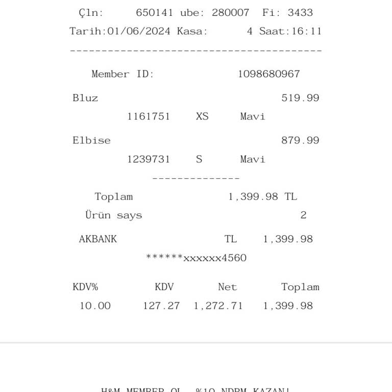 H&M Dijital Fiş Olduğu Halde İade Yapmıyor