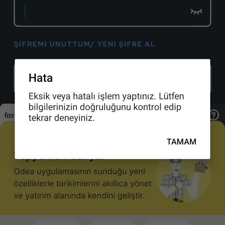 Odeabank Mobil Uygulamaya Girememe