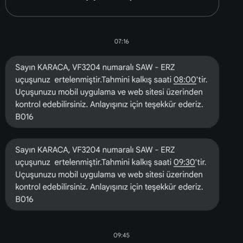 Ajet 3.30 Saat Rötarlı Uçuş