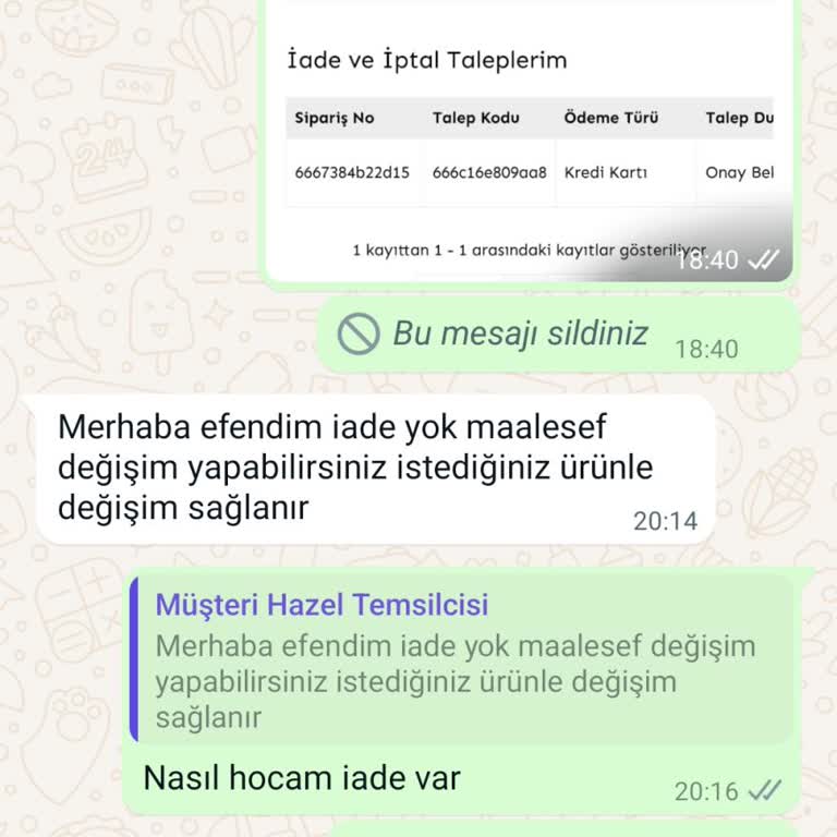 Hazel Butik İade Yapmıyor. İade Yok Deniliyor Fakat Web Sitesinde İade VR