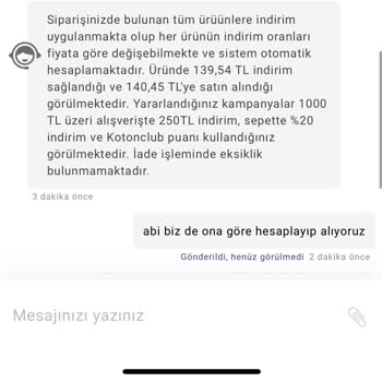 Koton Bana Sormadan Ürünü İptal Etmiş Ve İndirim Kısmını İade Etmiyor