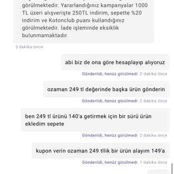 Koton Bana Sormadan Ürünü İptal Etmiş Ve İndirim Kısmını İade Etmiyor
